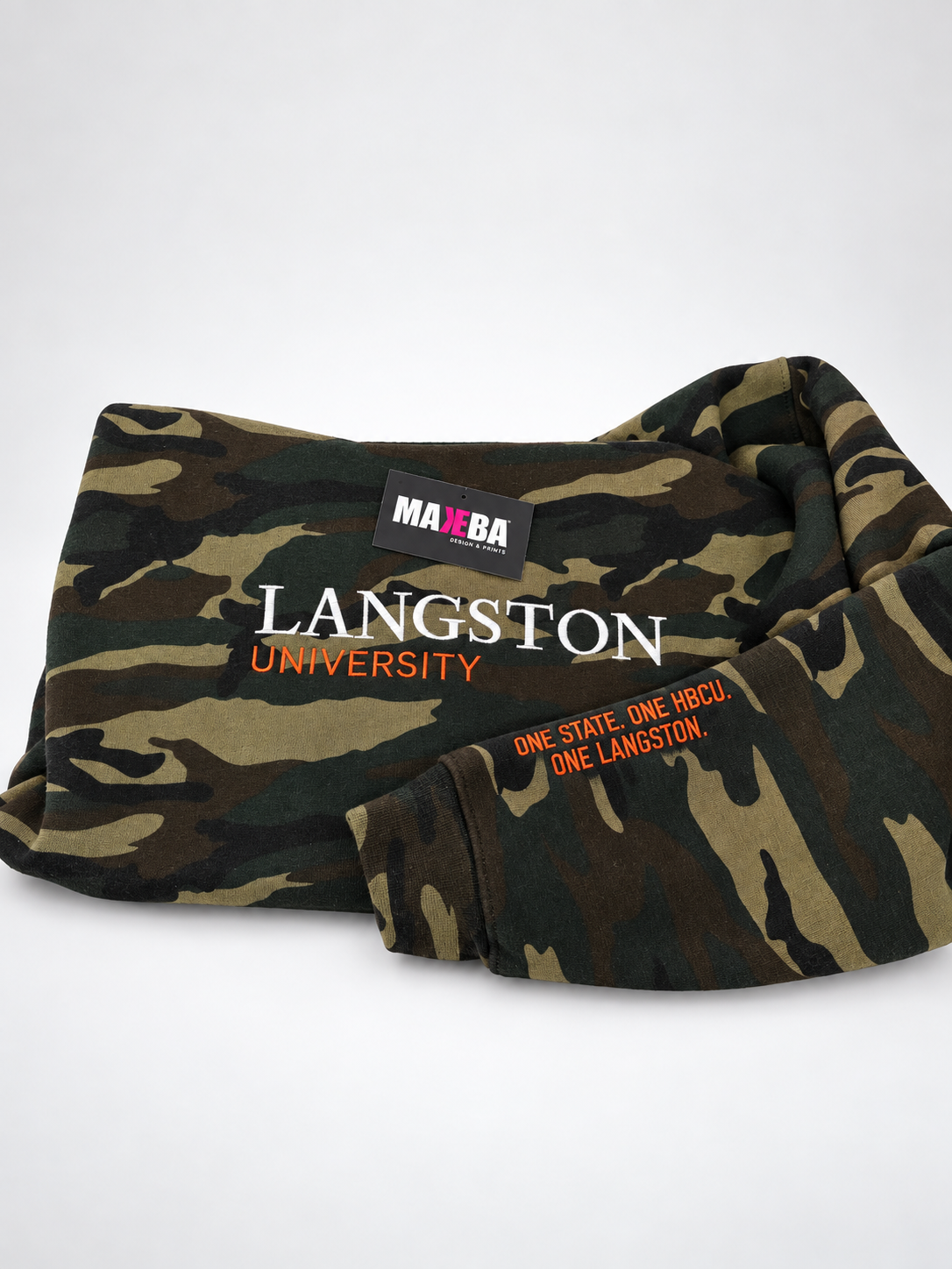Langston University Embroidered Camo Crewneck