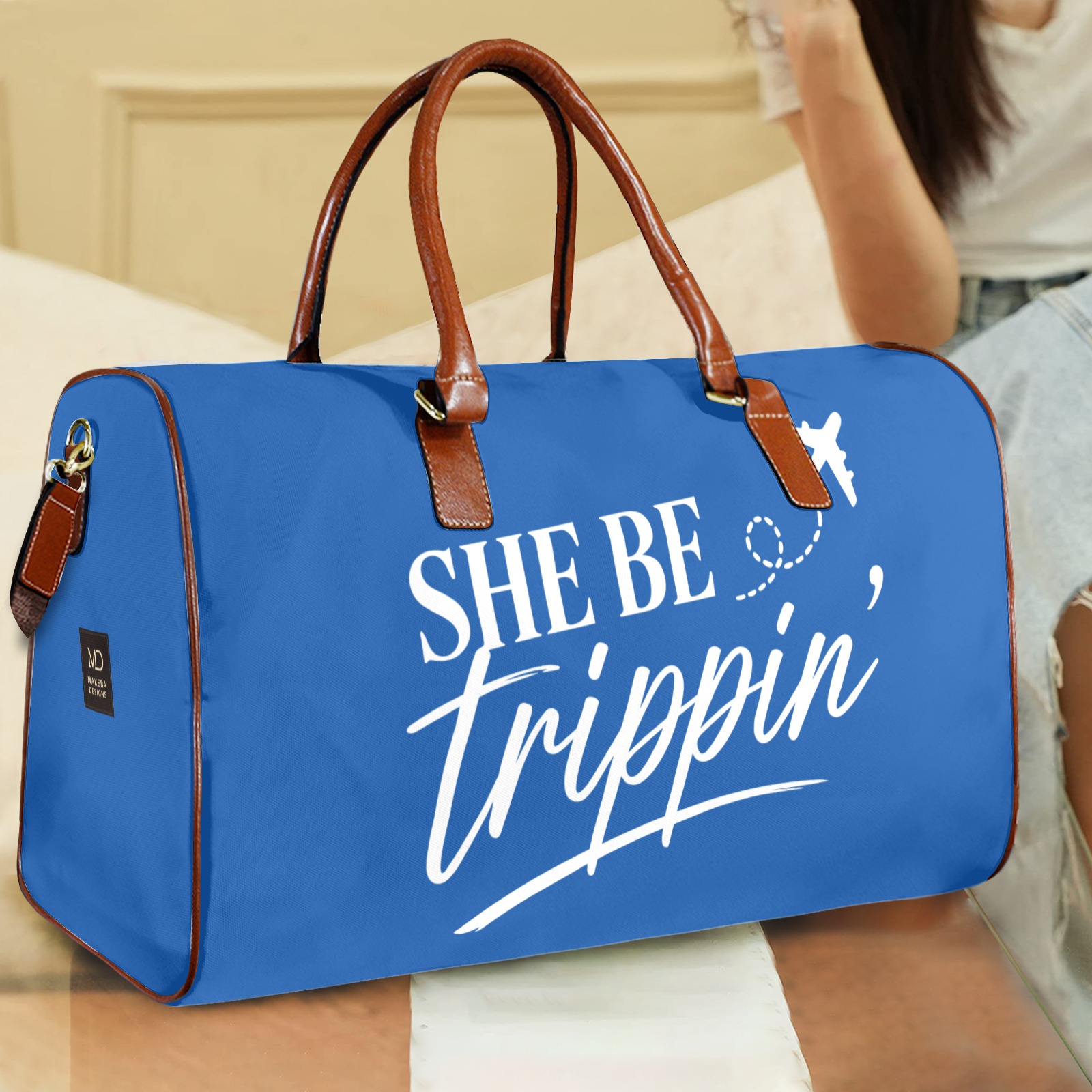 Signature Travel bag, She Be Trippin_, blue_white alternate