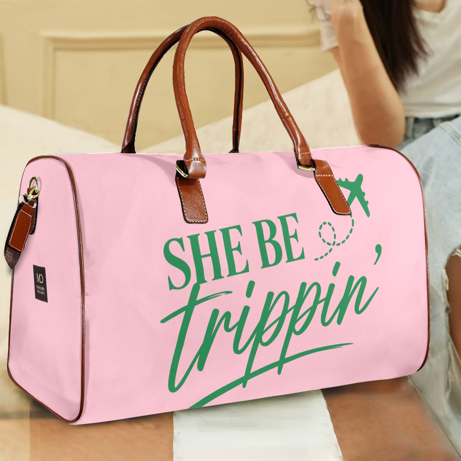 Signature Travel bag, She Be Trippin_, pink_green alternate