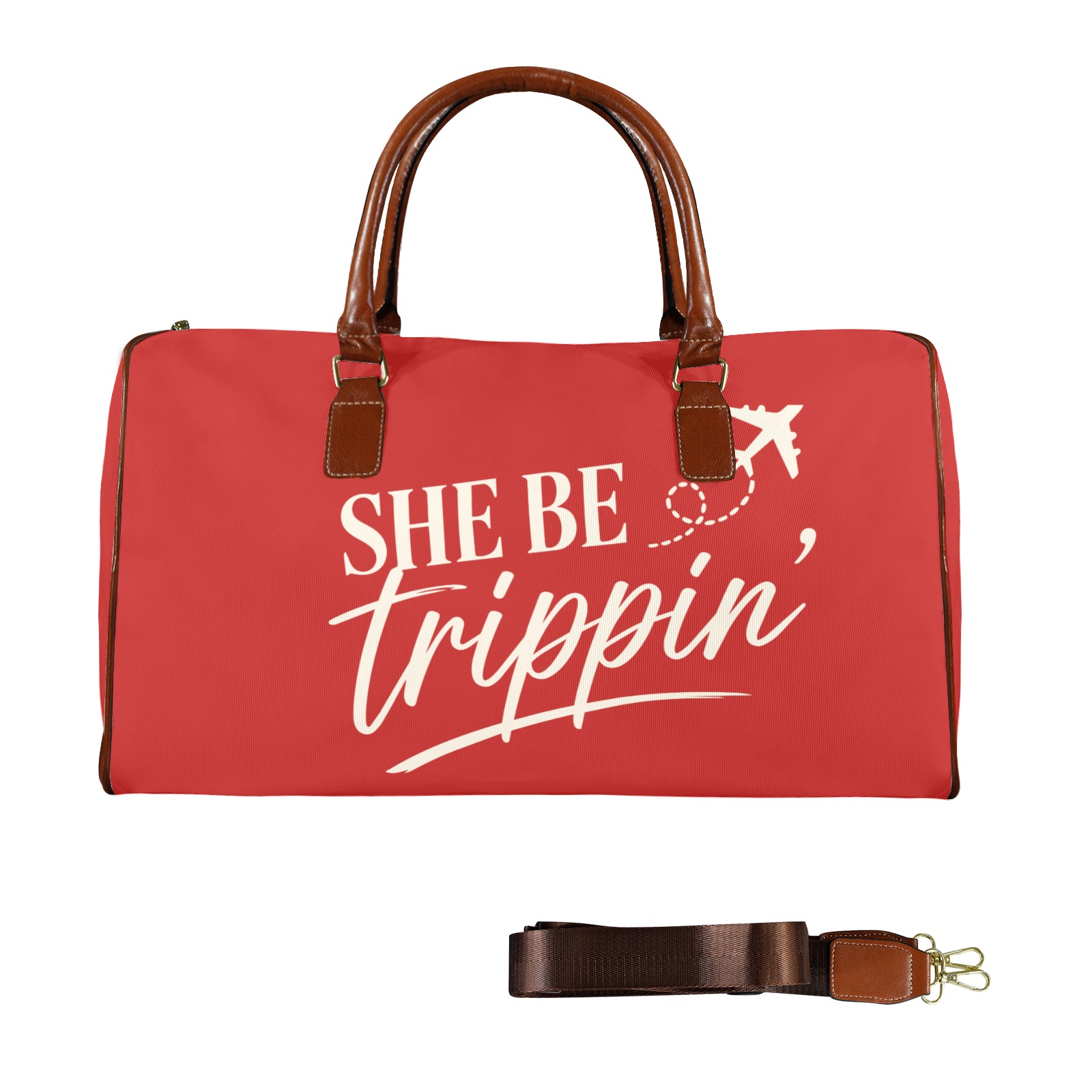 Signature Travel bag, She Be Trippin_, red_off white