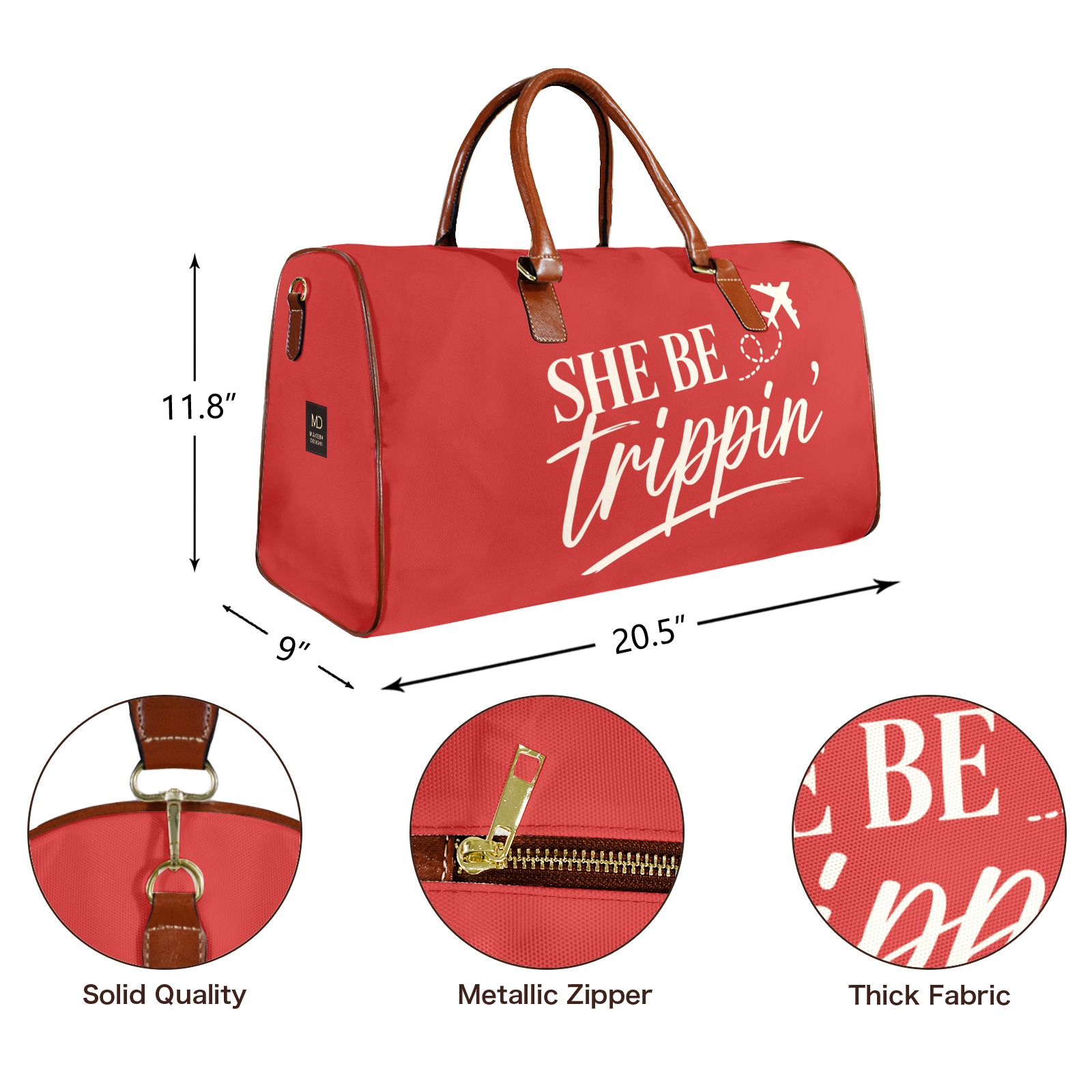 Signature Travel bag, She Be Trippin_, red_off white alternate