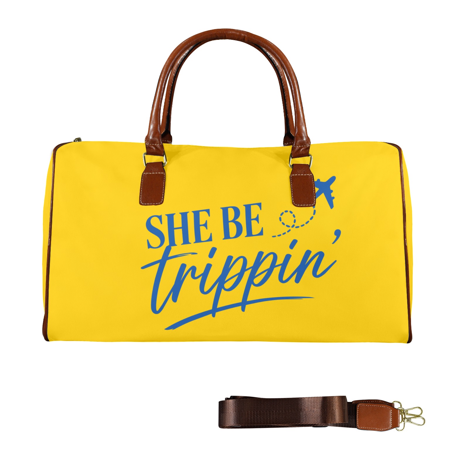 Signature Travel bag, She Be Trippin_, yellow_blue alternate