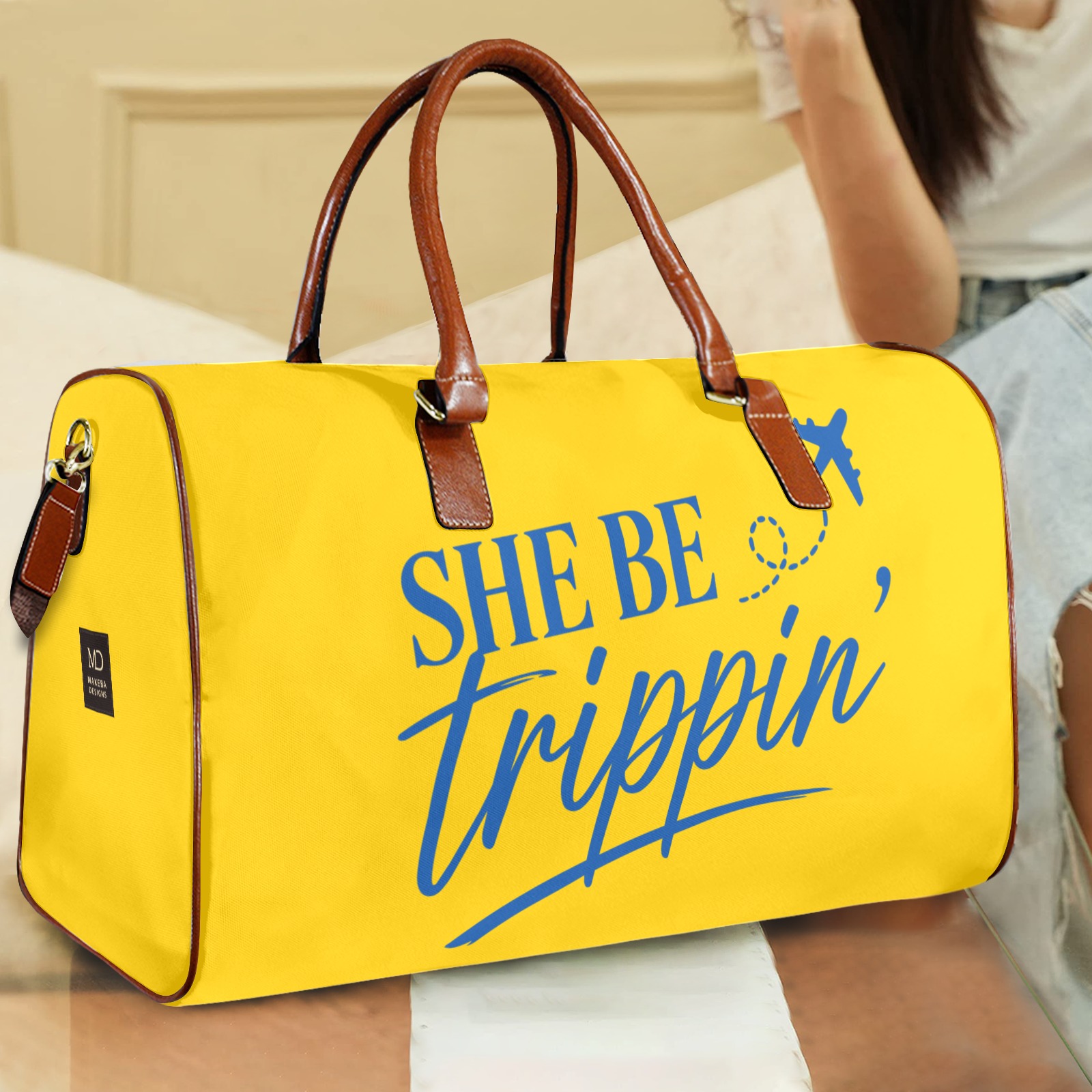 Signature Travel bag, She Be Trippin_, yellow_blue
